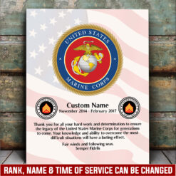 US Marine Corps, E 8 Marines Master Sergeant - Canvas (With Frame) 10x8in