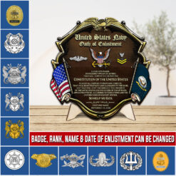 Navy Badge, Duty, Honor, Country - 2 Layers Wooden Plaque 18x18in