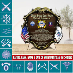 Coast Guard Rating, Remember - Honor - Respect - 2 Layers Wooden Plaque 12x12in