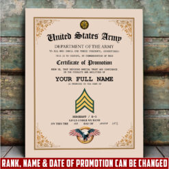 US Army, Honor, Duty, Service - Canvas (With Frame) 10x8in