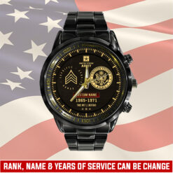 US Army, E 5 Army Sergeant - Black Stainless Steel Watch
