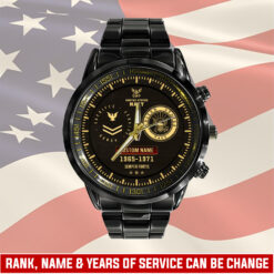 US Navy, Freedom Over Fear - Black Stainless Steel Watch