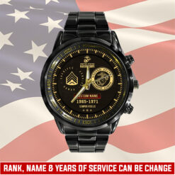 US Marine Corps, E 8 Marines First Sergeant - Black Stainless Steel Watch