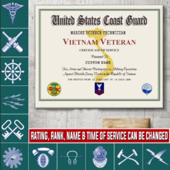 Coast Guard Rating, Land Of The Free, Because Of The Brave - Canvas (With Frame) 10x8in