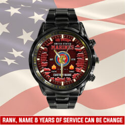 US Marine Corps, Never Retreat, Never Surrender - Black Stainless Steel Watch