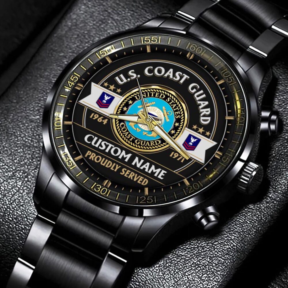 US Coast Guard, All Gave Some, Some Gave All - Black Stainless Steel Watch - Image 4