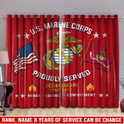 US Marine Corps, Proud Veteran - Window Curtains 52x108in