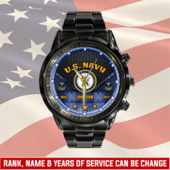 US Navy, Freedom Over Fear - Black Stainless Steel Watch