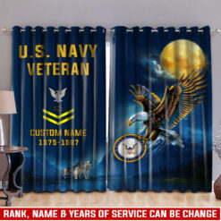 US Navy, Land Of The Free, Because Of The Brave - Window Curtains 52x108in