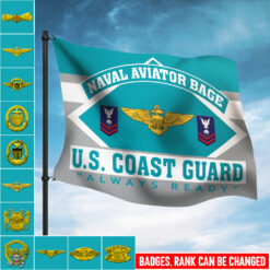 Coast Guard Badge, No One Fights Alone - Flying Flag 3×5 Feet(90×150 Cm)