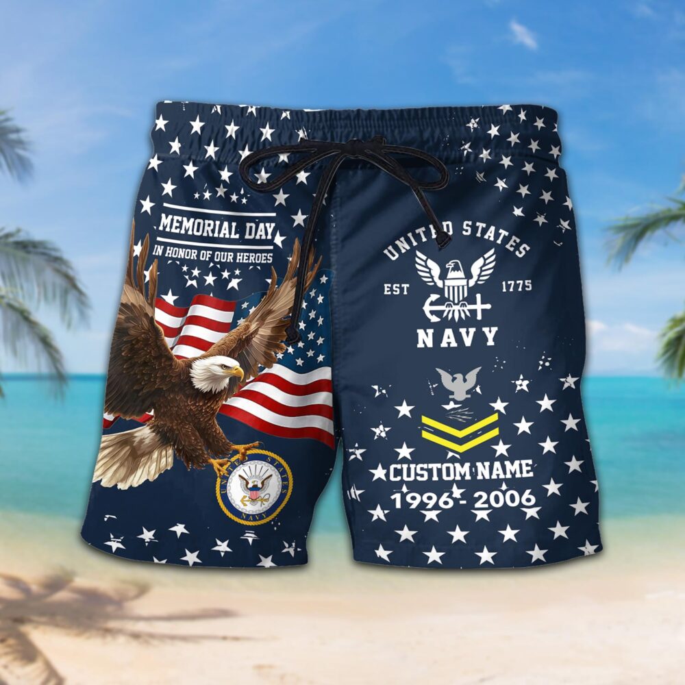 US Navy, E 7 Red - Men's Shorts - Image 2