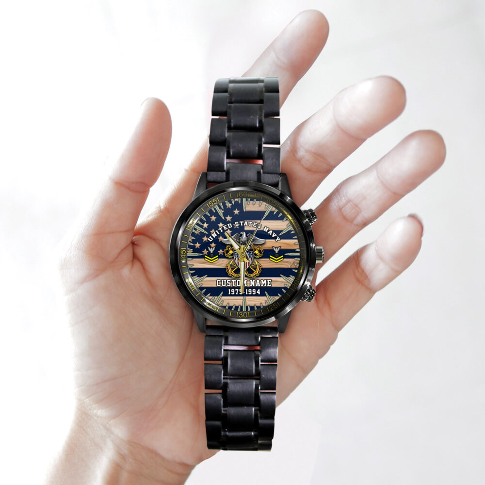 US Navy, By Sea, Air and Land - Black Stainless Steel Watch - Image 2
