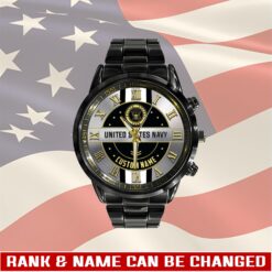 US Navy, Duty, Honor, Country - Black Stainless Steel Watch