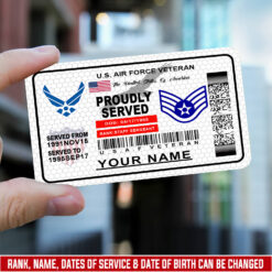 US Air Force , E 3 Air Force Airman First Class - Printed Metal Card