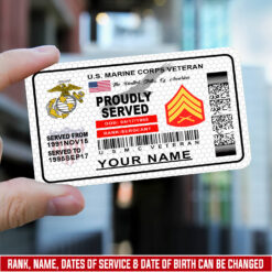 US Marine Corps, E 5 Marines Sergeant - Printed Metal Card
