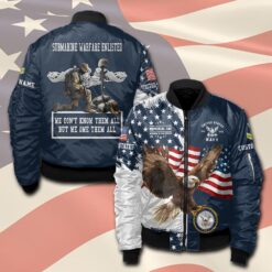 Navy Badge, No One Fights Alone - Bomber Jacket