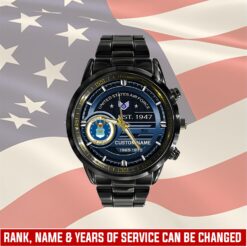 US Air Force, E 4 Air Force Sergeant - Black Stainless Steel Watch