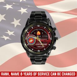 US Marine Corps, E 2 Marines Private First Class - Black Stainless Steel Watch