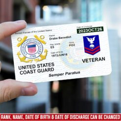 US Coast Guard, No One Fights Alone - Printed Metal Card