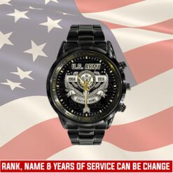 US Army, E 8 Army Master Sergeant - Black Stainless Steel Watch