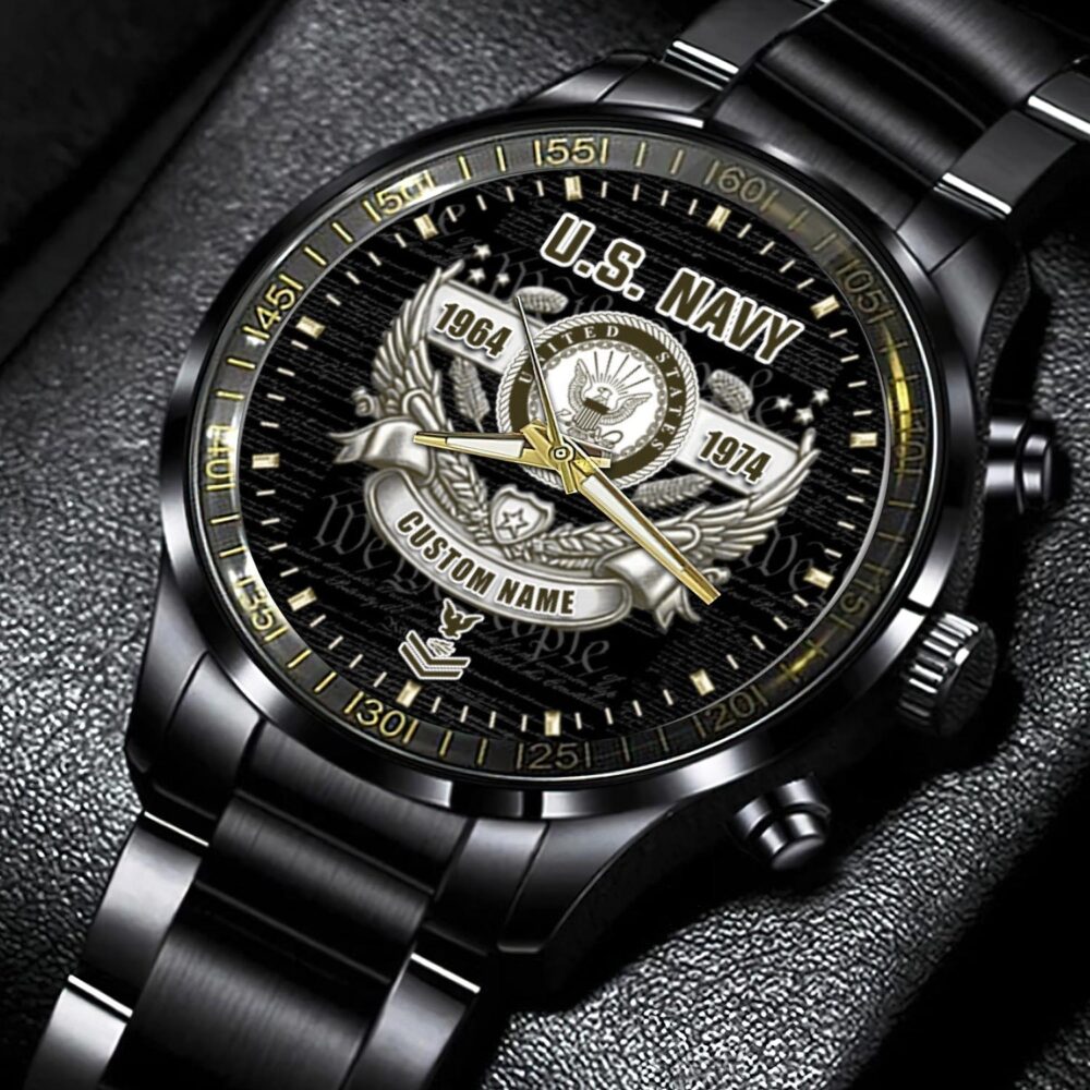 US Navy, The Sea is Ours - Black Stainless Steel Watch - Image 5