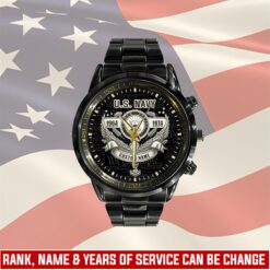 US Navy, The Sea is Ours - Black Stainless Steel Watch