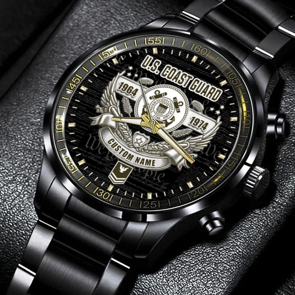 US Coast Guard, E 3 White - Black Stainless Steel Watch - Image 5