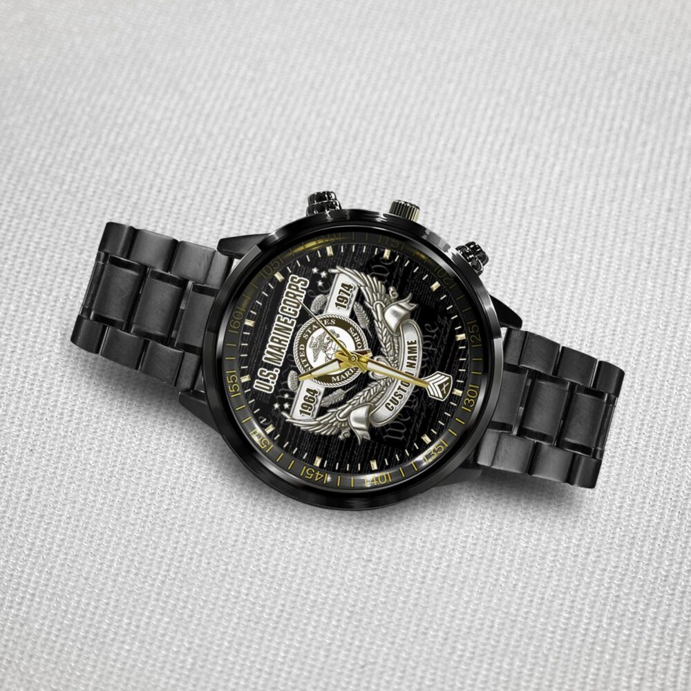 US Marine Corps, Semper Fidelis - Black Stainless Steel Watch - Image 3