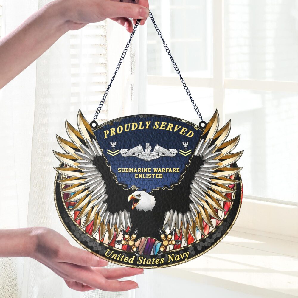 Navy Badge, Duty, Honor, Country - Suncatcher 8in - Image 2