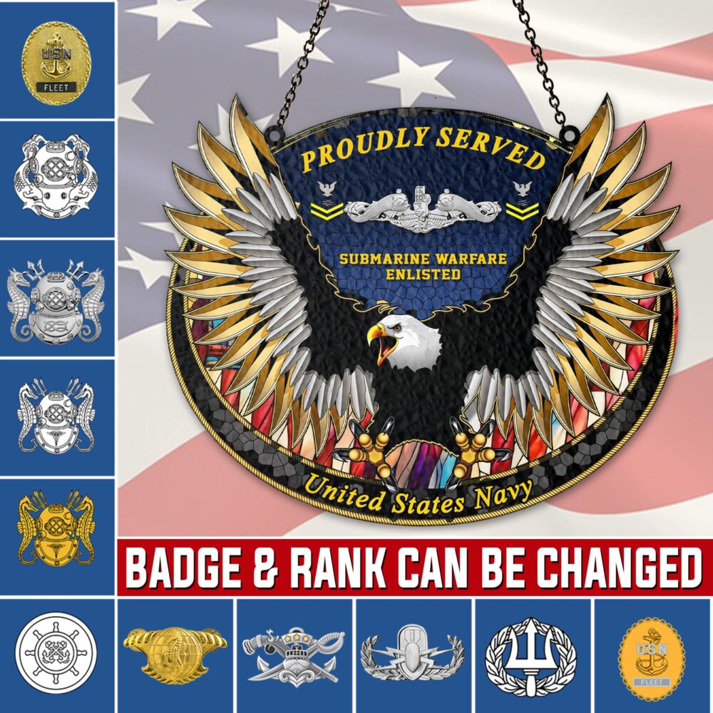 Navy Badge, Duty, Honor, Country - Suncatcher 8in