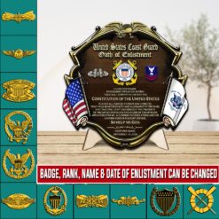 Coast Guard Badge, Served With Pride - 2 Layers Wooden Plaque 18x18in