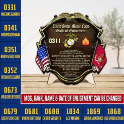 Marines MOS, E 8 Marines First Sergeant - 2 Layers Wooden Plaque 12x12in