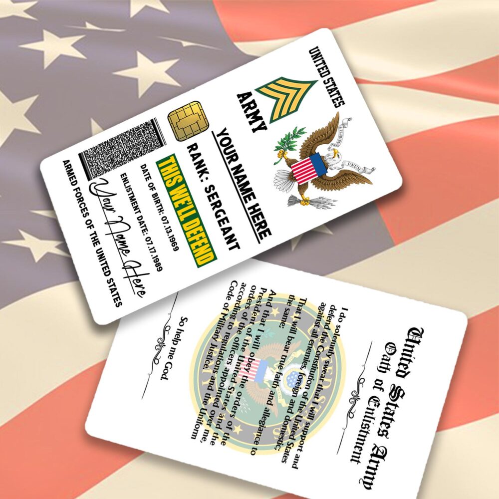 US Army, E 6 Army Specialist - Printed Metal Card - Image 2