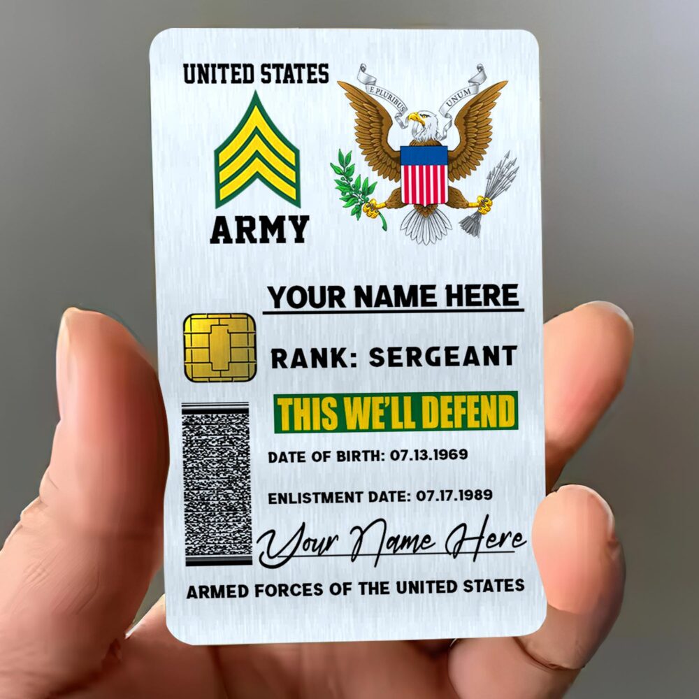US Army, E 6 Army Specialist - Printed Metal Card - Image 3