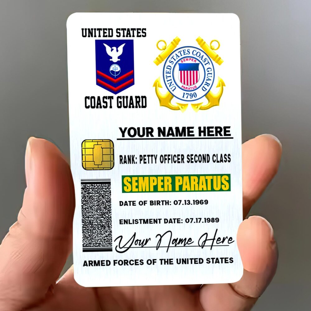 US Coast Guard, Born Ready - Printed Metal Card - Image 3