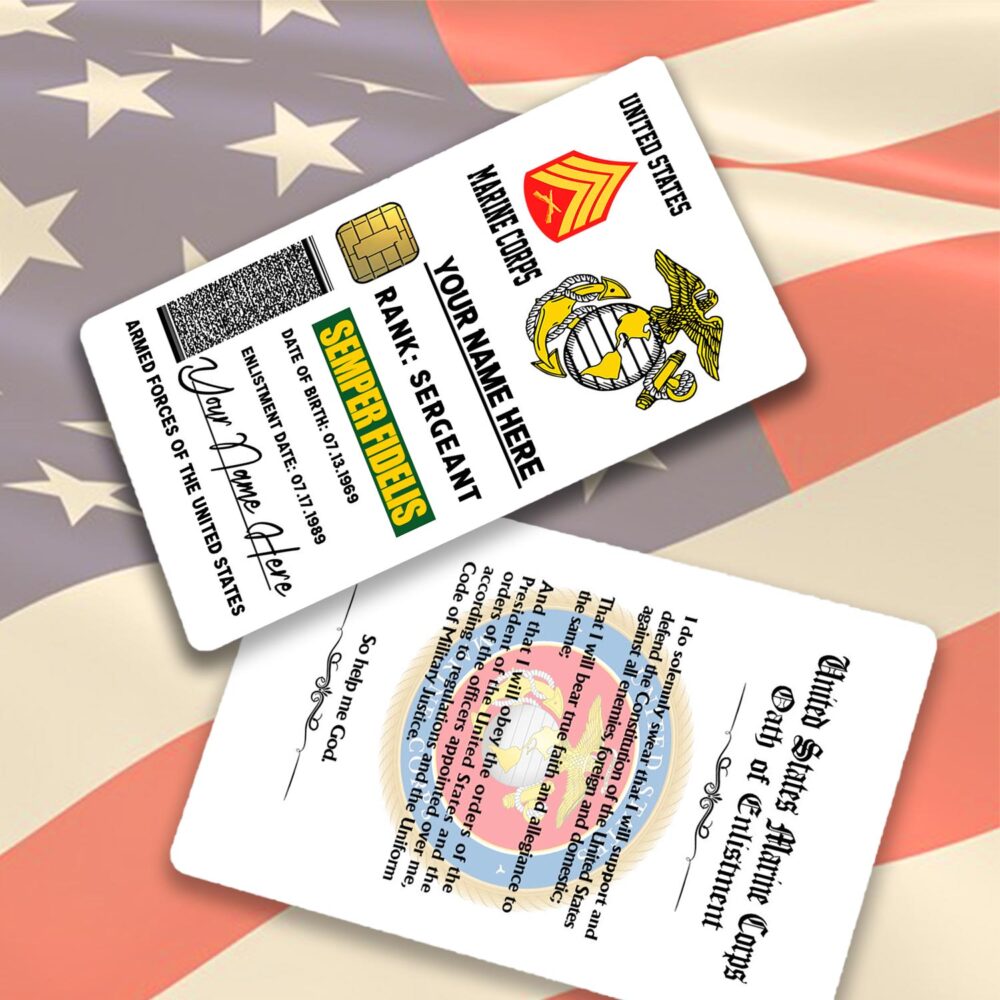 US Marine Corps, E 8 Marines Master Sergeant - Printed Metal Card - Image 2