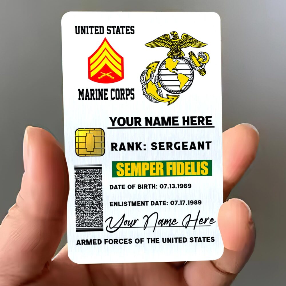 US Marine Corps, E 8 Marines Master Sergeant - Printed Metal Card - Image 3