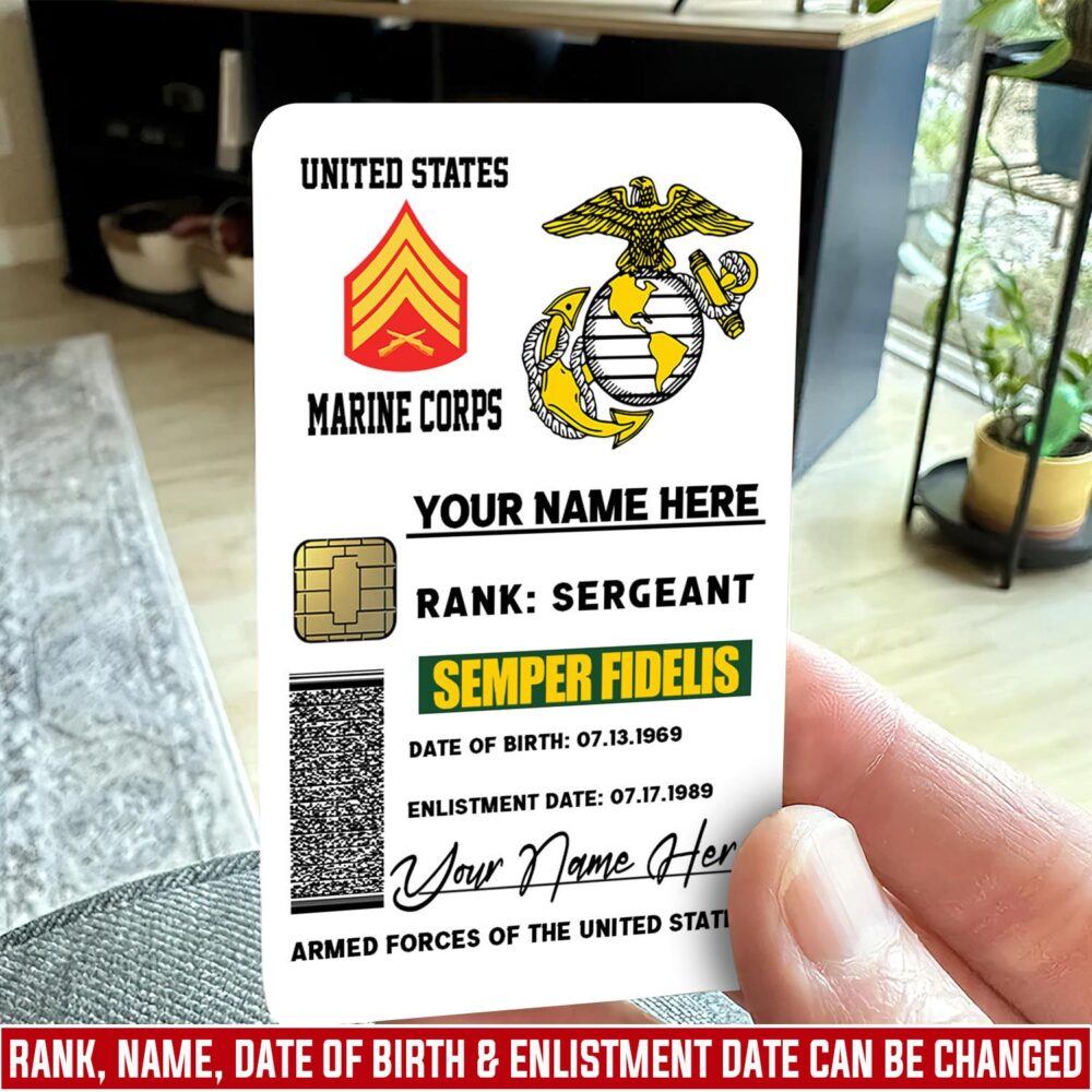 US Marine Corps, E 8 Marines Master Sergeant - Printed Metal Card