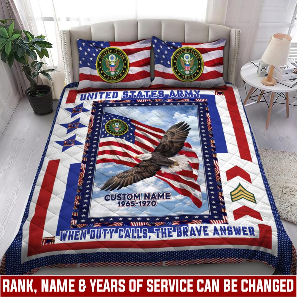 US Army, Duty, Honor, Country - Quilt Bed Set - Queen