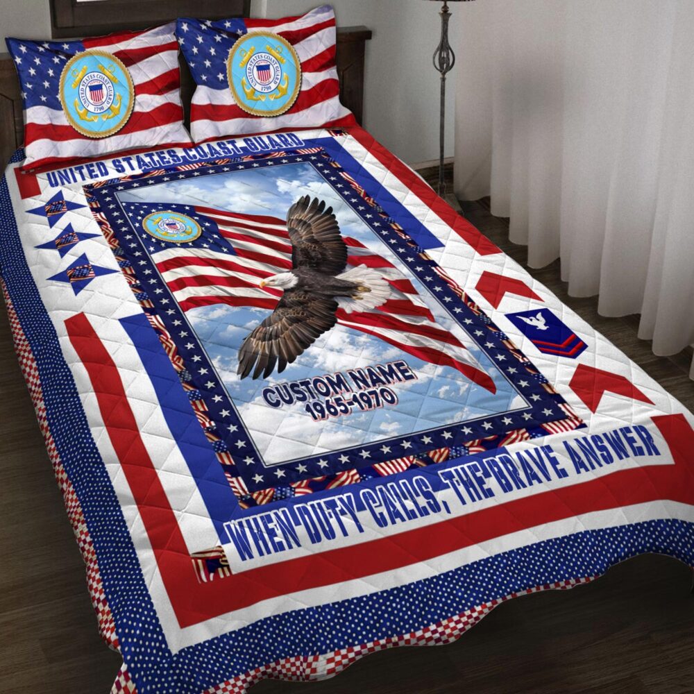 US Coast Guard, Freedom Over Fear - Quilt Bed Set - Twin - Image 2