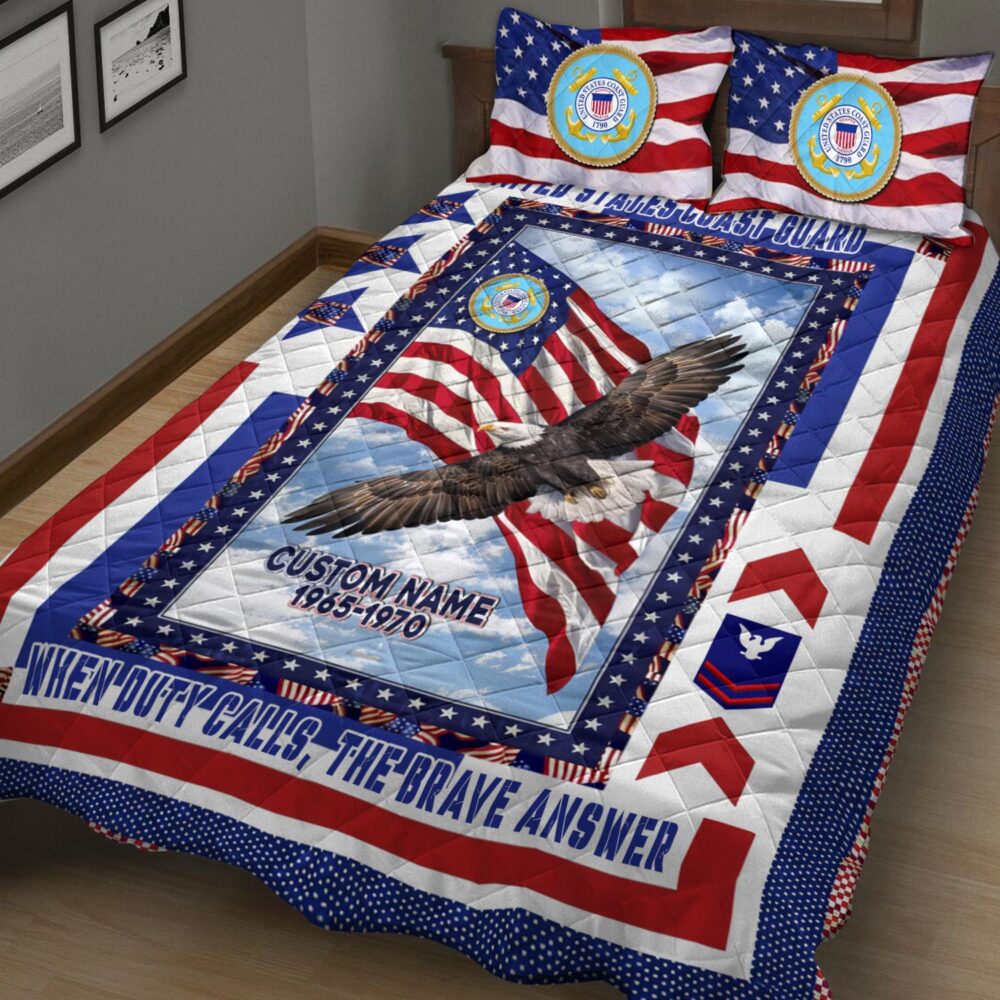 US Coast Guard, Freedom Over Fear - Quilt Bed Set - Twin - Image 3