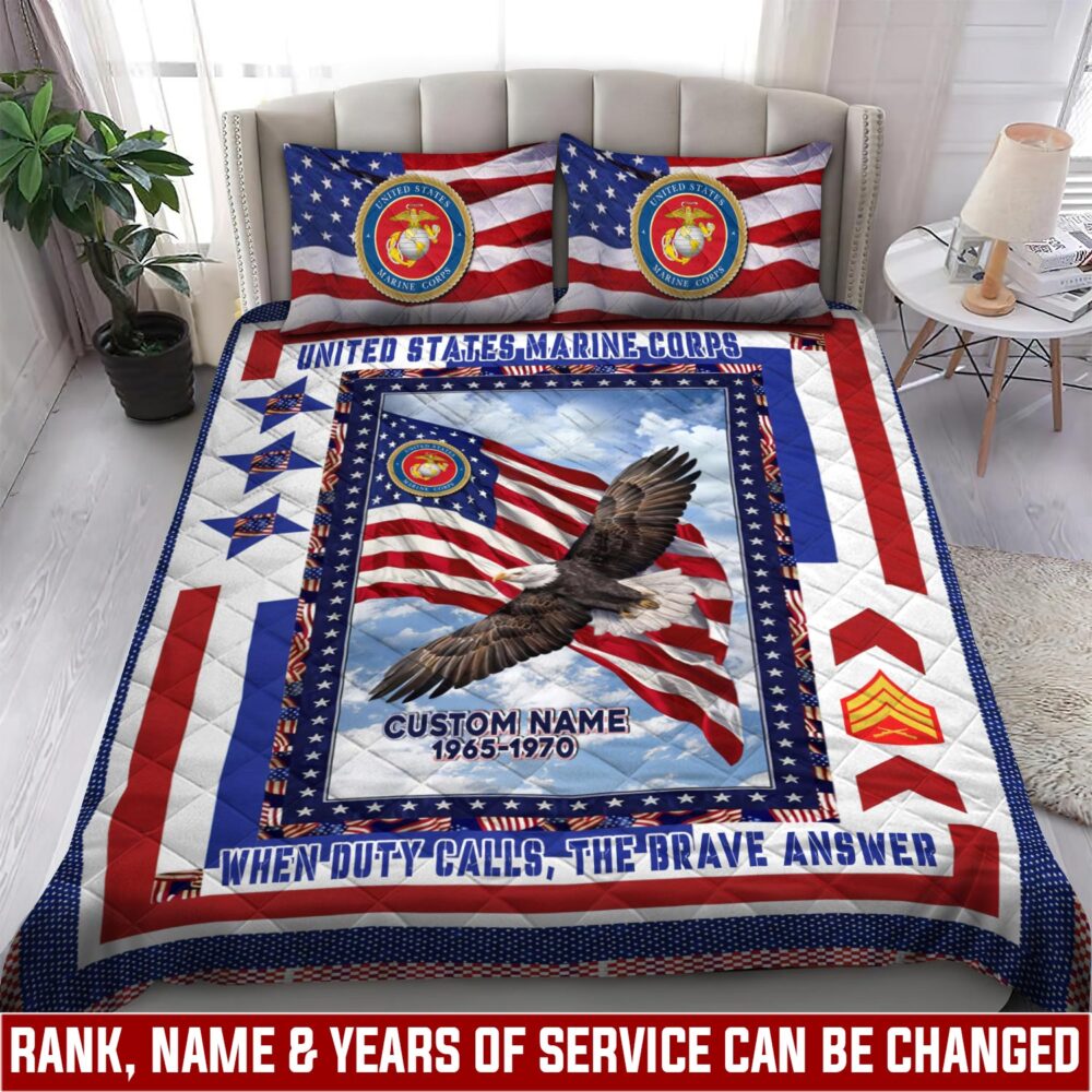 US Marine Corps, E 5 Marines Sergeant - Quilt Bed Set - King - Image 3