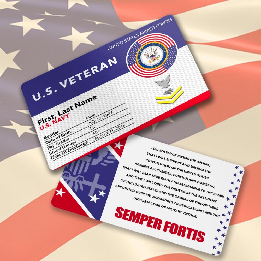 US Navy, Proud Veteran - Printed Metal Card - Image 2