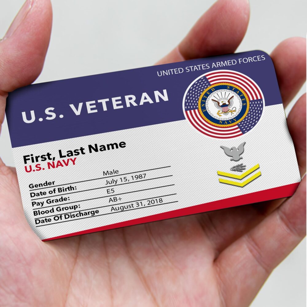 US Navy, Proud Veteran - Printed Metal Card - Image 3