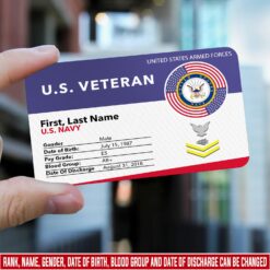 US Navy, Proud Veteran - Printed Metal Card