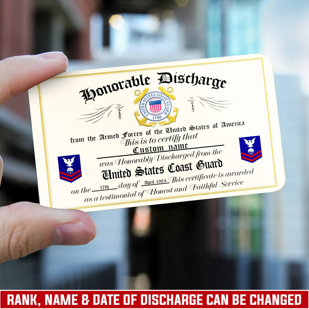 US Coast Guard, Land Of The Free, Because Of The Brave - Printed Metal Card