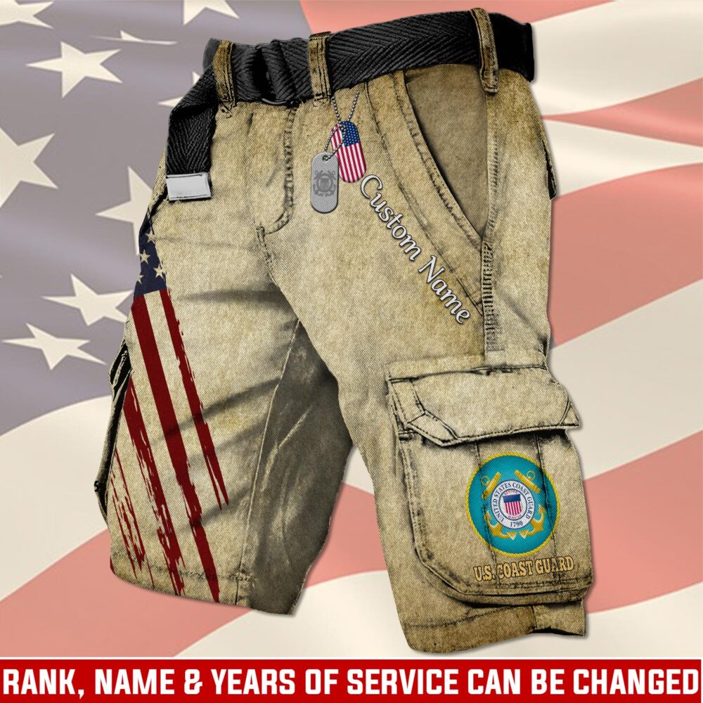US Coast Guard, E 6 Gold - Cargo Shorts (Belt Excluded)
