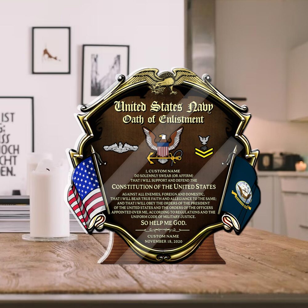 Navy Badge, E 3 Blue - Acrylic Plaque 8x8in - Image 2