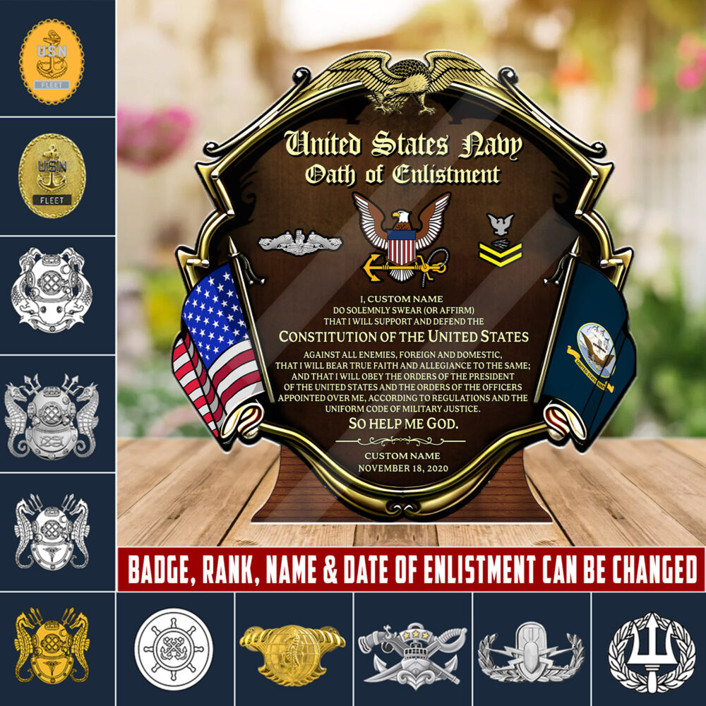 Navy Badge, E 3 Blue - Acrylic Plaque 8x8in