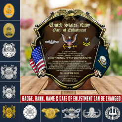 Navy Badge, American By Birth, Veteran By Choice - Acrylic Plaque 4x4in